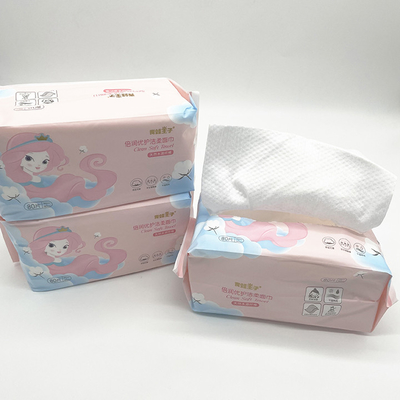 化粧品の100%の綿タオルの使い捨て可能な表面タオルの構造の乾燥したワイプ80pcs