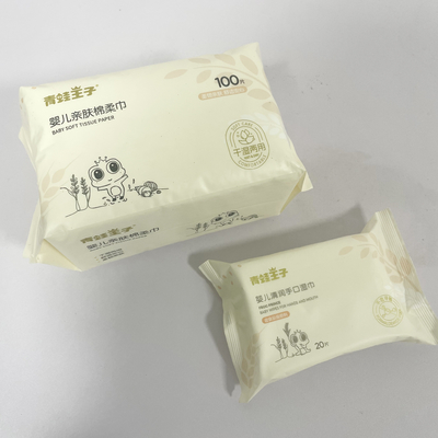 100つPCSは有機性綿の使い捨て可能な乾燥したワイプの柔らかい綿の乾燥したぬれたワイプをカスタマイズした