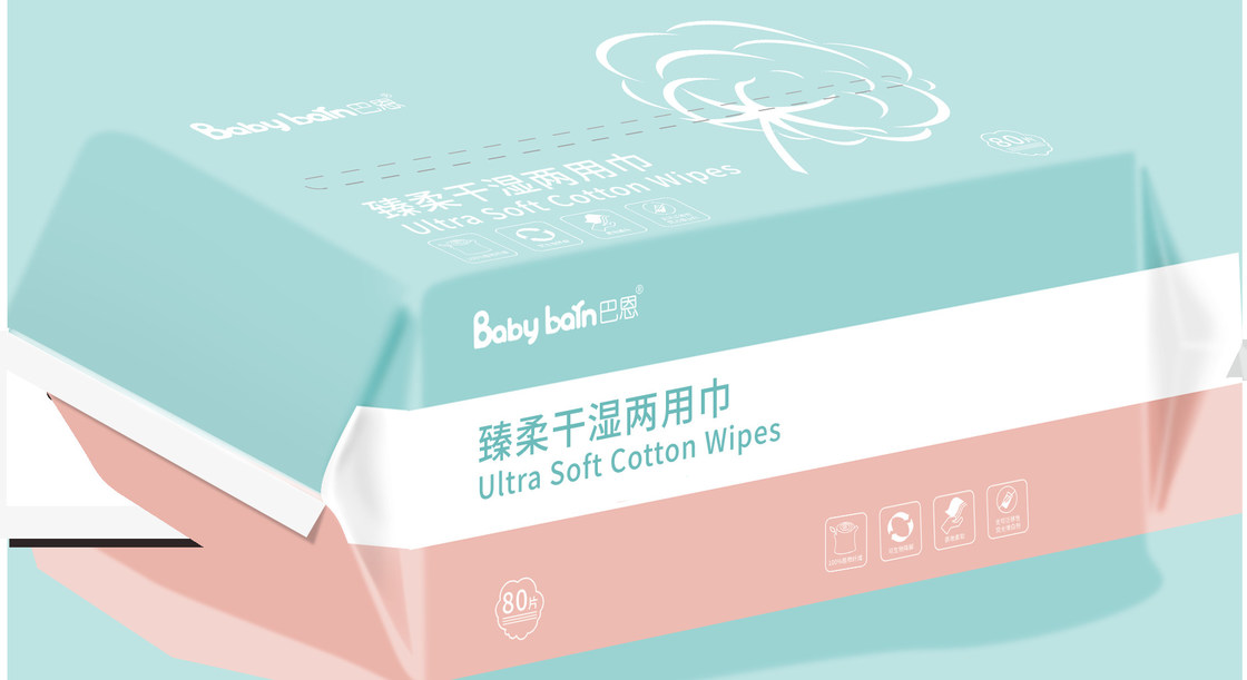 クリーニングのための生物分解性の使い捨て可能できれいな顔の綿の乾燥した赤ん坊のワイプの乾湿両方のティッシュ